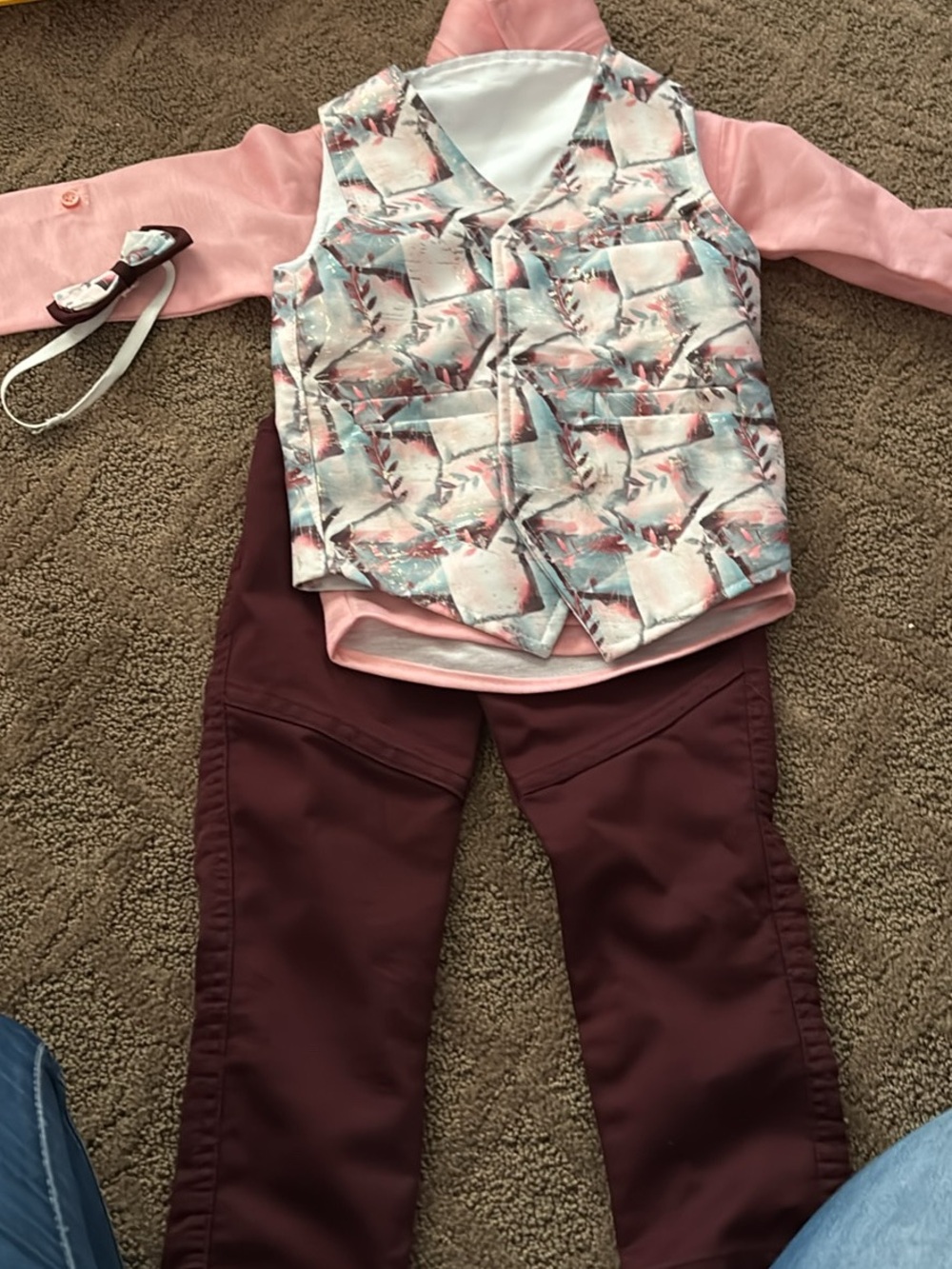 Toddler Vest & Pant Outfit in Pink and Burgundy